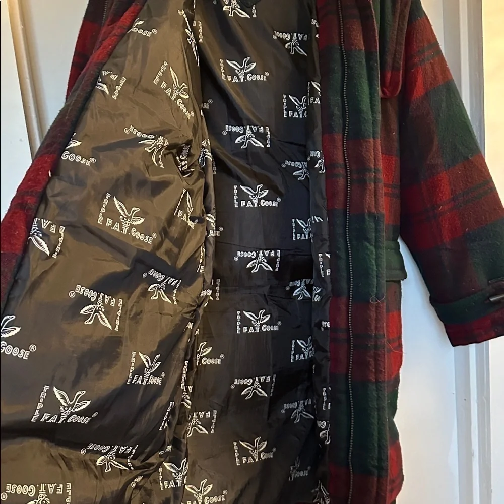 Vintage TRIPLE F.A.T. GOOSE Jacket Men's L Plaid Parka Puffer Duck Down Fur warm
